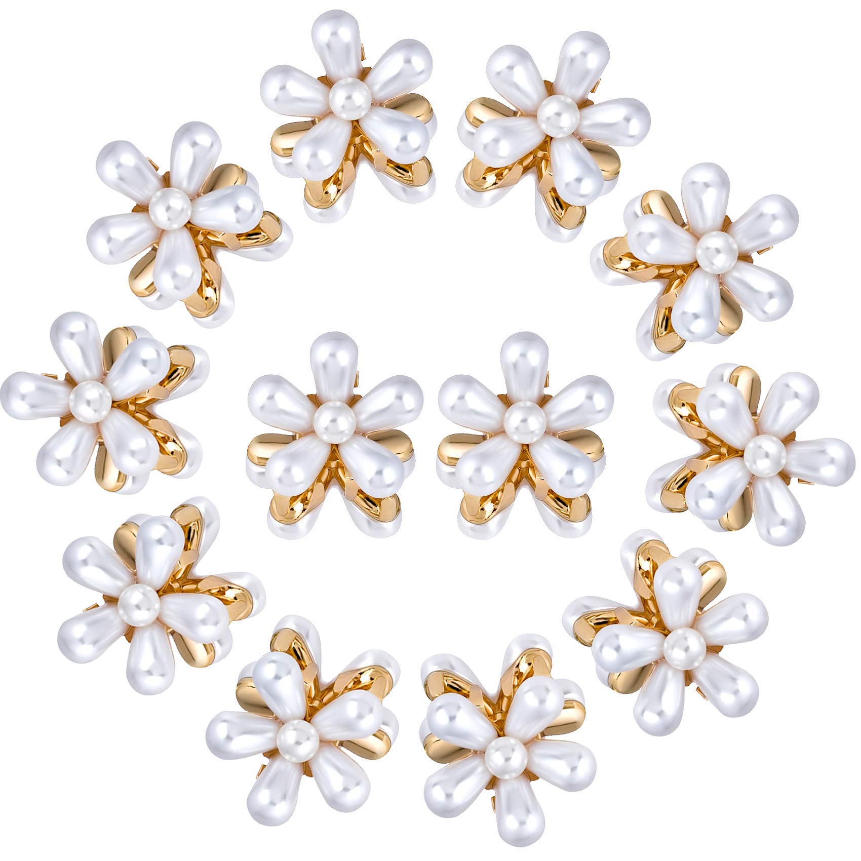 PALAY 12Pcs Small Pearl Hair Claw Clips Retro Hair Clips with Daisy Flower, Sweet Artificial Bangs Clips Decorative Hair Accessories for Women Girls PALAY 12Pcs Small Pearl Hair Claw Clips Retro Hair Clips with Daisy Flower, Sweet Artificial Bangs Clips Decorative Hair Accessories for Women Girls